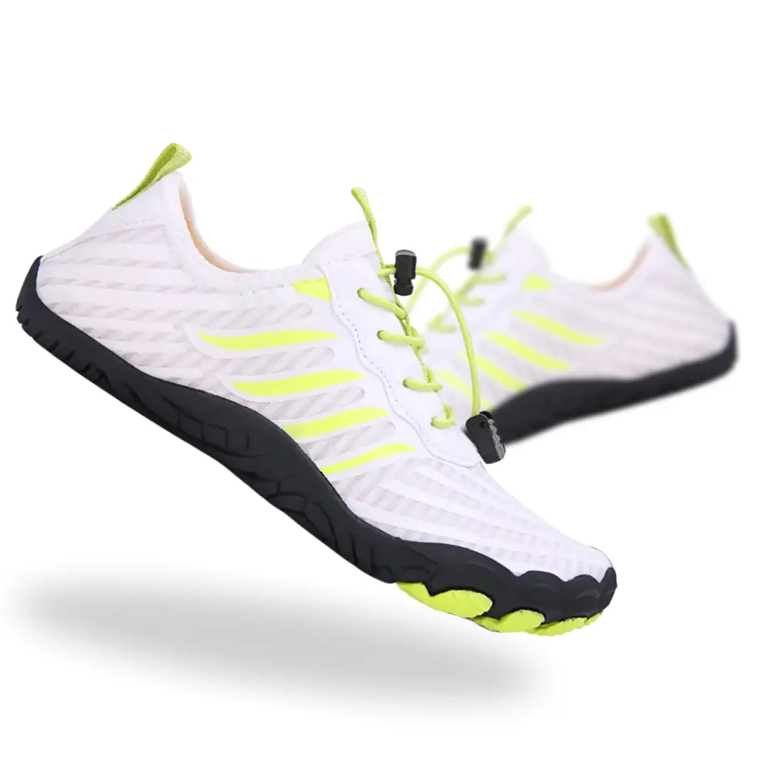 White Drifters barefoot gym shoes with wide toe box and zero drop sole
