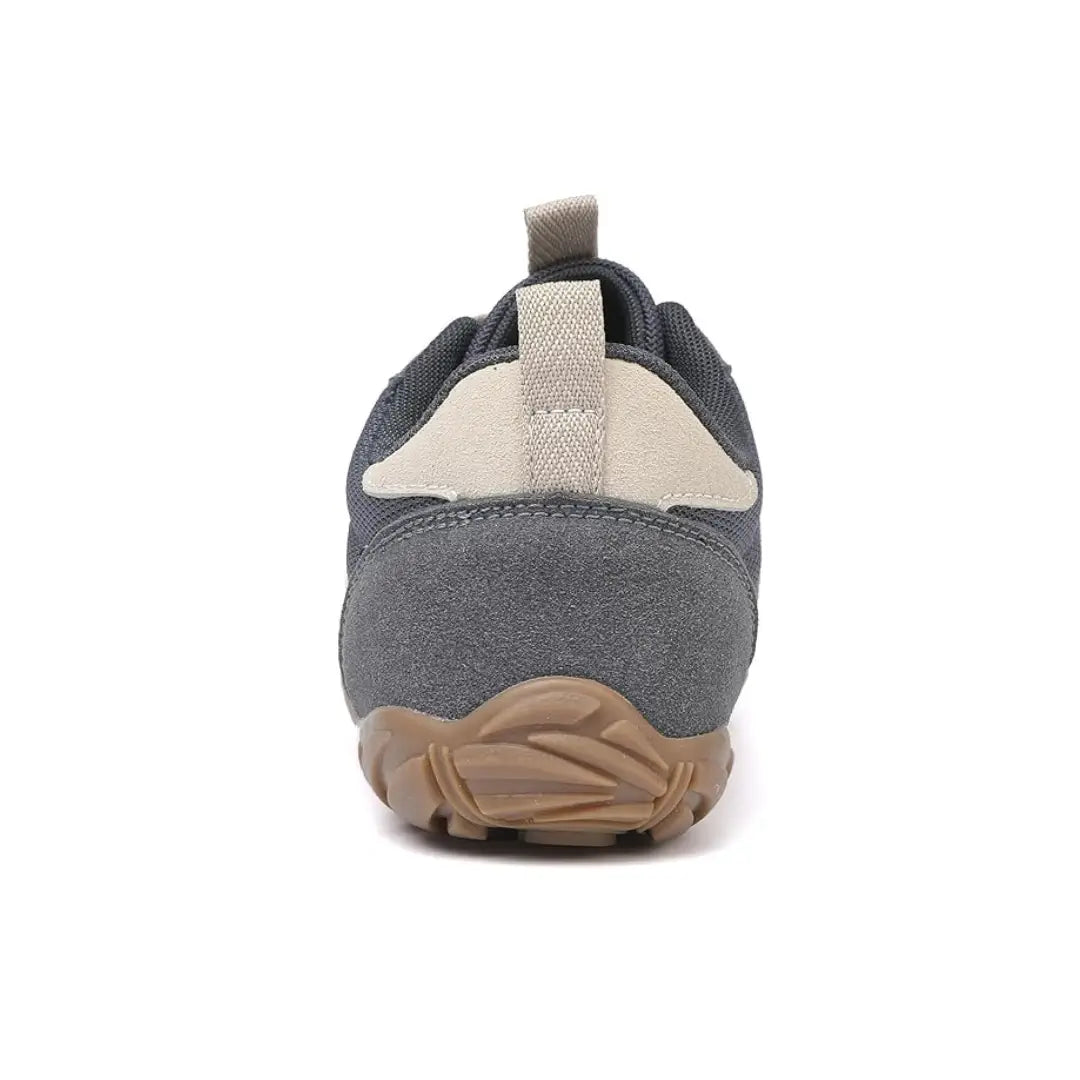 Grey Groovers barefoot sneakers rear view with flexible lightweight construction