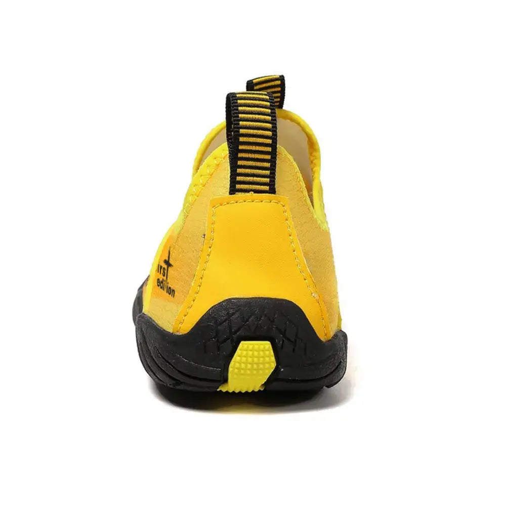 Yellow Hazers barefoot sneakers back view