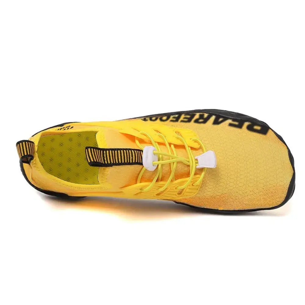 Yellow Hazers barefoot sneakers top view