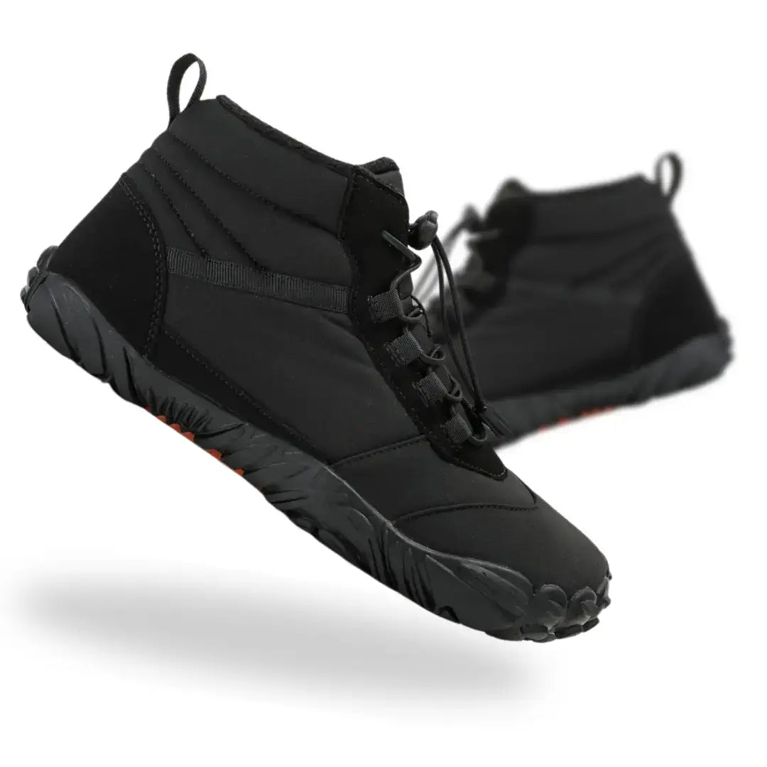 Black Ramblers barefoot winter boots with zero drop sole