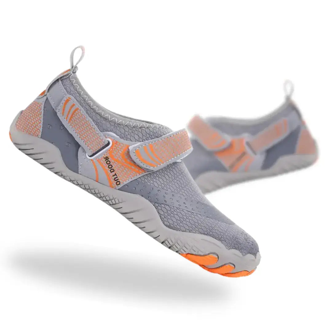 Gray Strappers barefoot running shoes with zero drop sole