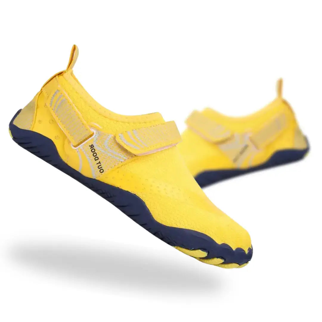 Yellow Strappers barefoot running shoes with wide toe box and zero drop sole