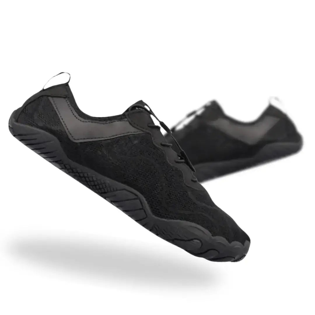 Strutters black barefoot shoes with wide toe box and zero drop sole