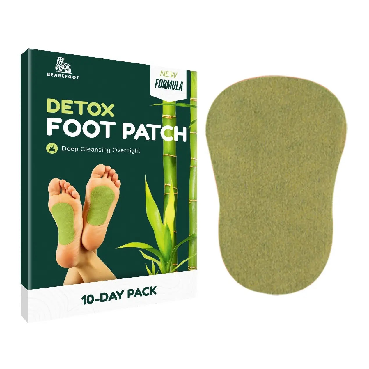 Detox foot patch 10 day pack product packaging and patches