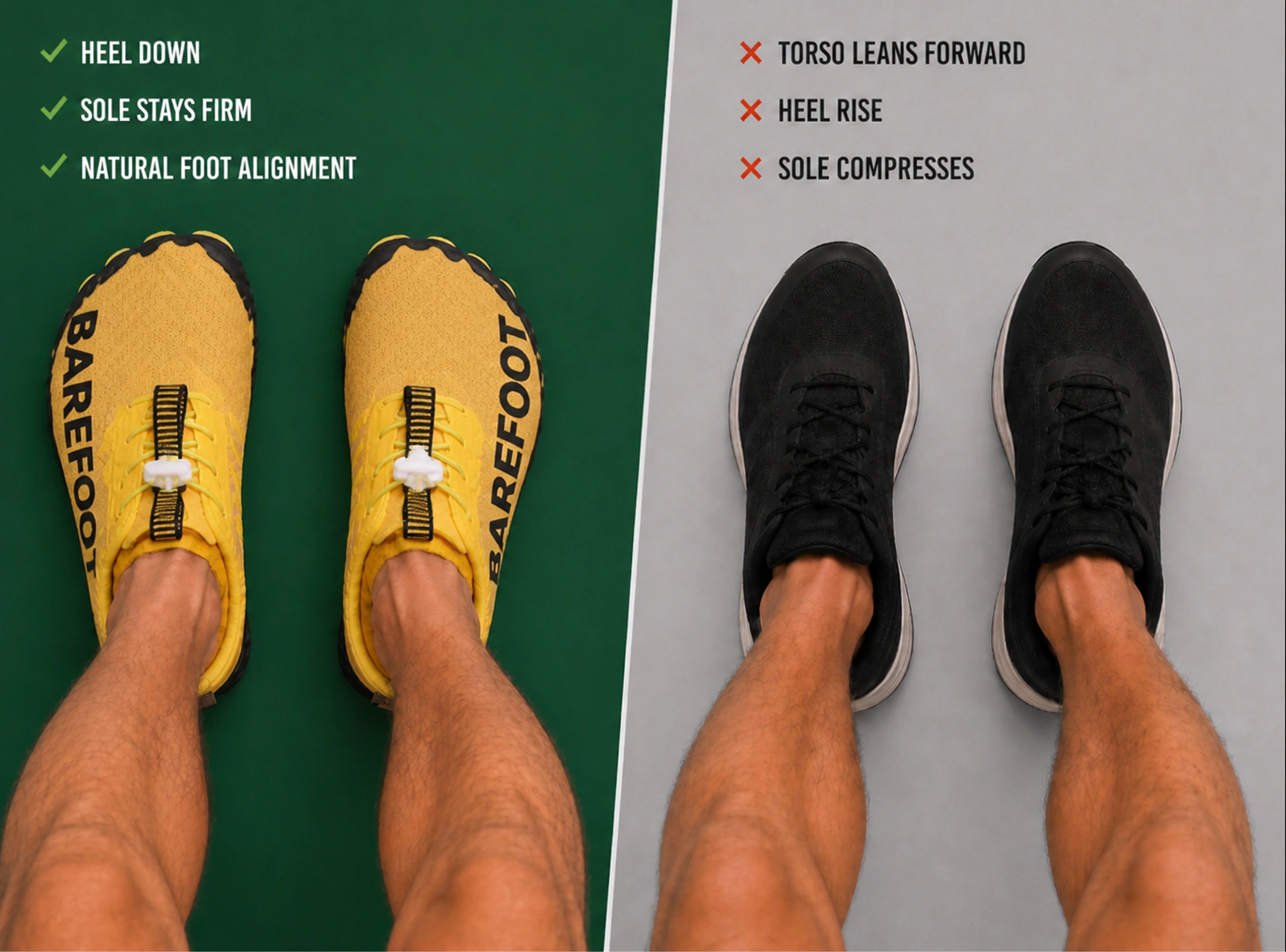 Close-up of athlete stance during a lift