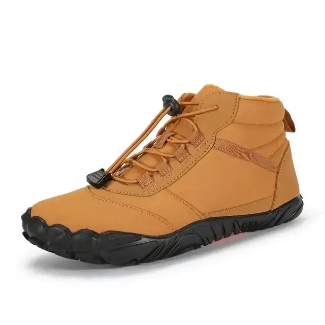 Brown Ramblers winter barefoot boots side profile