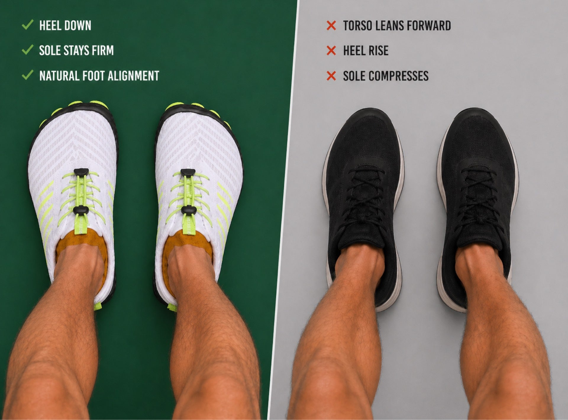Close-up of athlete stance during a lift