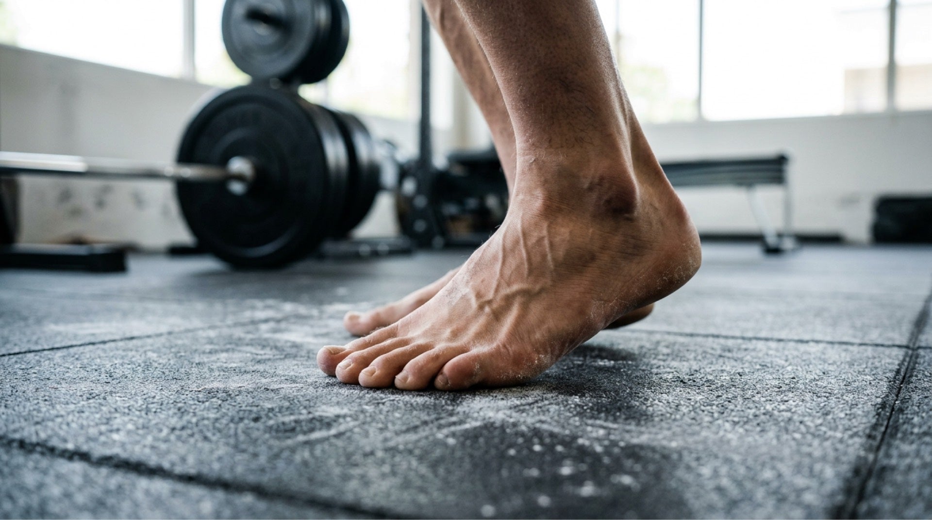 Bare foot connecting with the ground